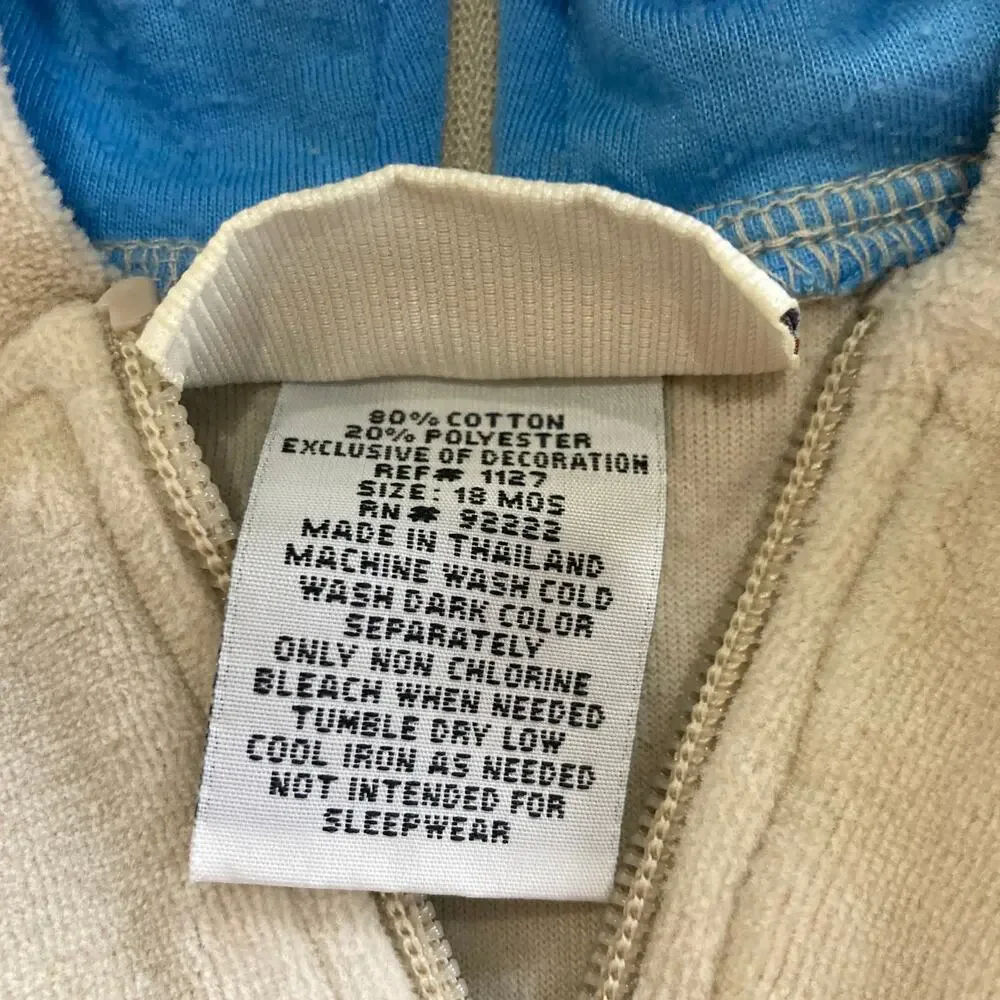 Vintage Y2K Carter's Toddlers 18 Month Velour Tracksuit Jacket Beige Tan